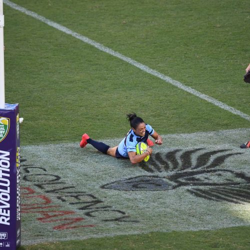 NSW's Cobie Jane Morgan.
Waratahs v Reds Womens match. Brisbane Global Rugby 10s, Suncorp Stadium, Brisbane, Australia. Day 1, Friday 9 February 2018. © Copyright photo: Andrew Cornaga / www.photosport.nz